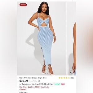 Fashion Nova
Nora Knit Maxi Dress
Size Medium
New with Tags